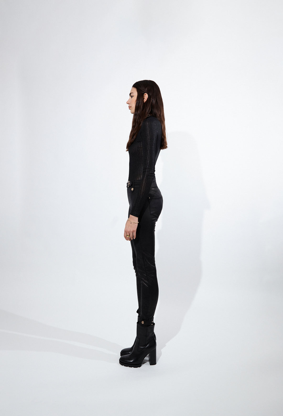 High Waist Skinny Trousers in Black