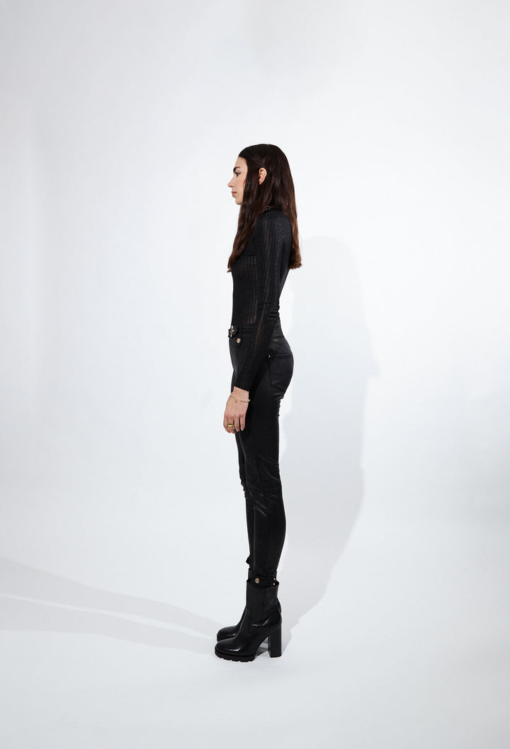 High Waist Skinny Trousers in Black