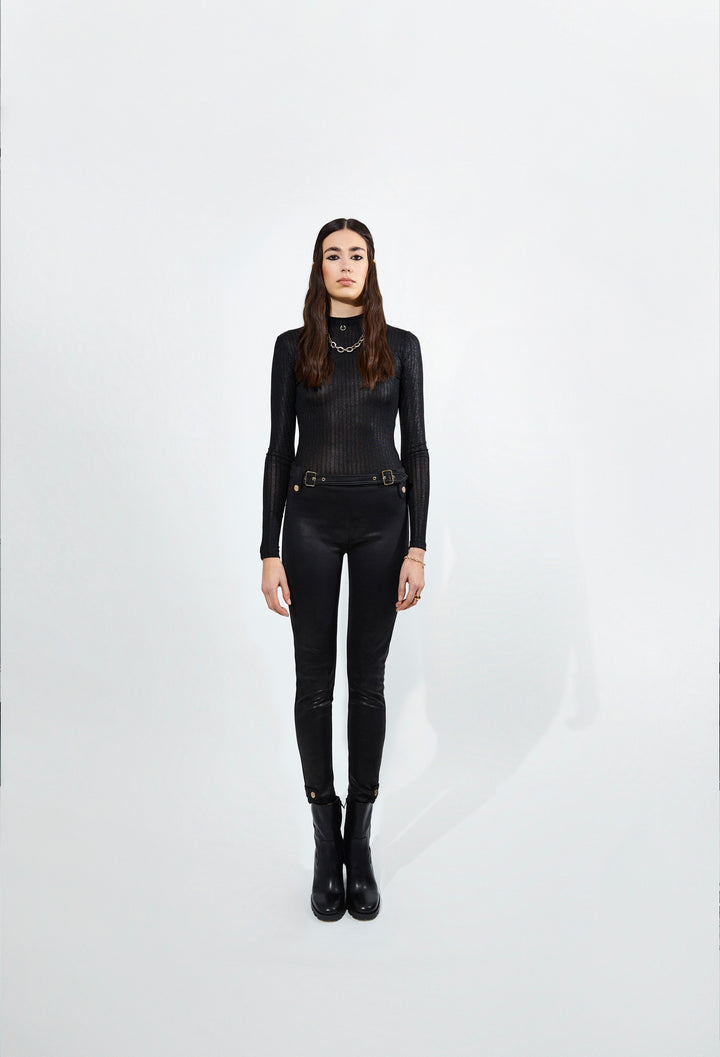 High Waist Skinny Trousers in Black