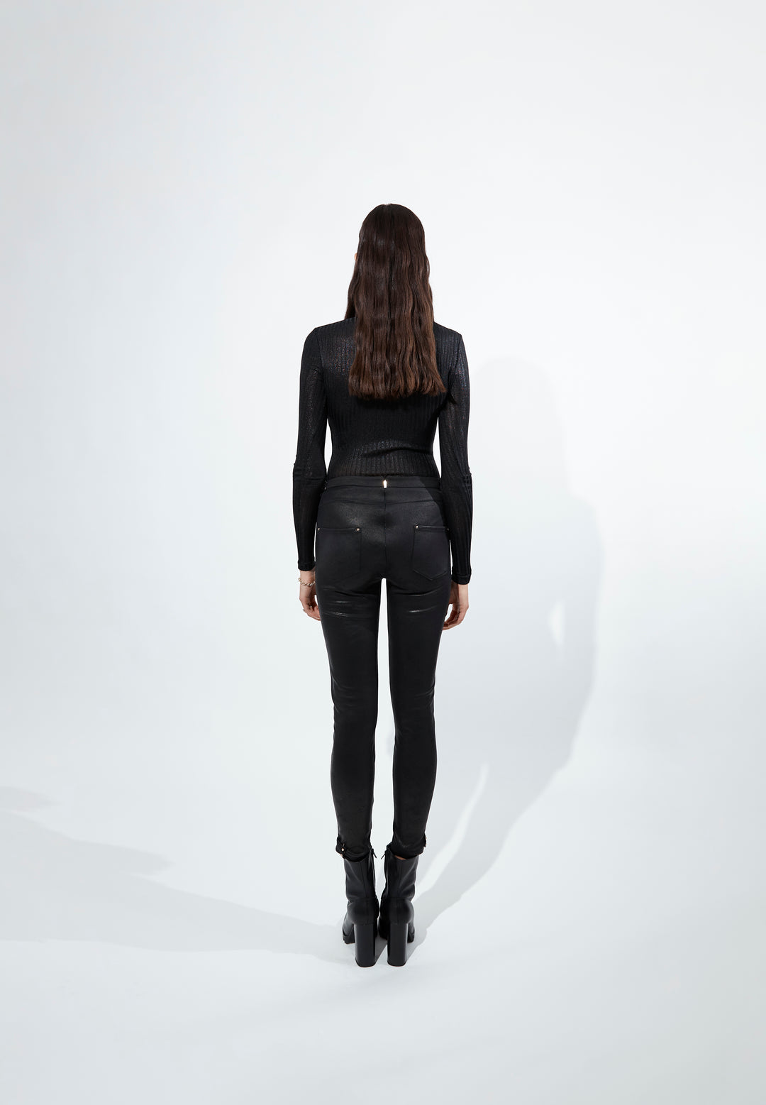 High Waist Skinny Trousers in Black