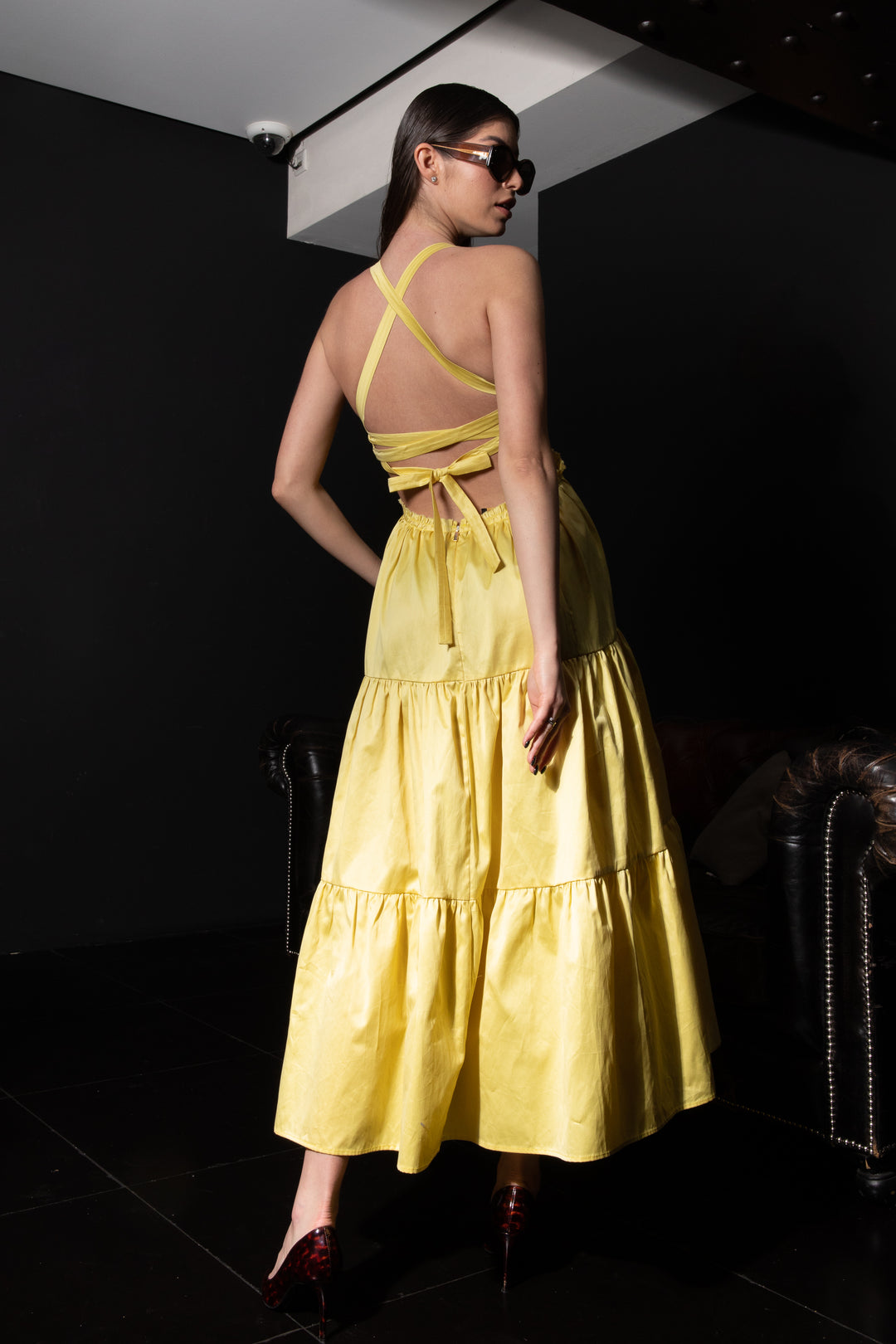 Italian Cotton Maxi Dress in Yellow