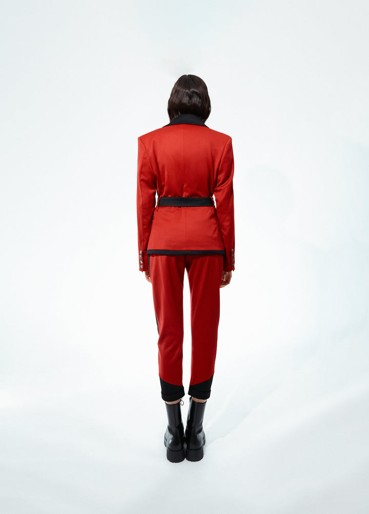 Asymmetric Red Jacket from Italian Wool. Pre-order only!