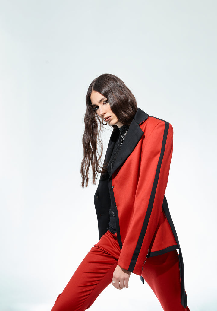 Asymmetric Red Jacket from Italian Wool. Pre-order only!