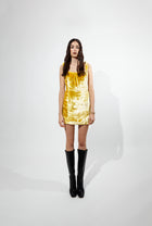 Velvet Mini Dress in Yellow