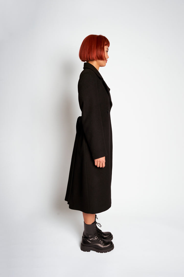 Double Breasted Wool Coat in Black. Pre-order only