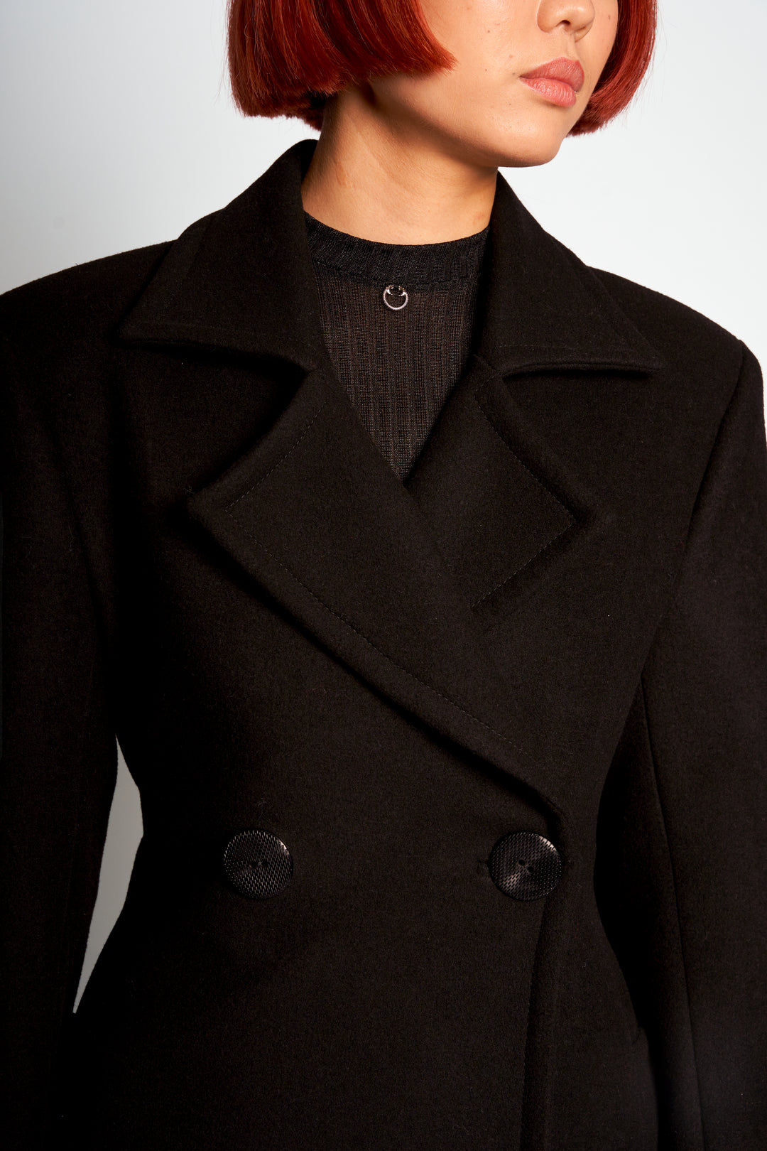 Double Breasted Wool Coat in Black. Pre-order only