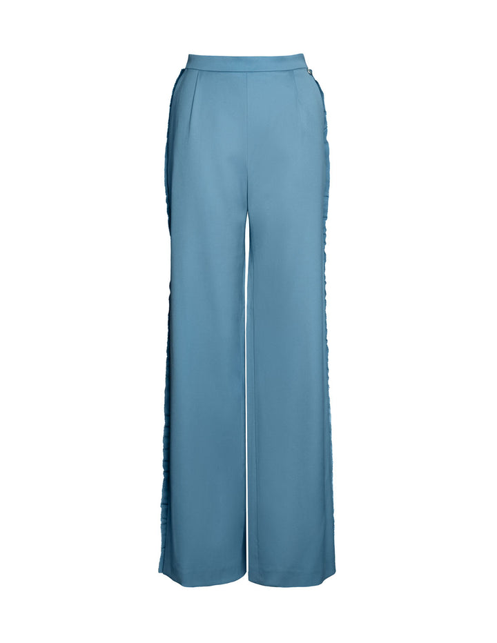 Pleated High-Waisted Long Pants in Blue. Pre-order only!