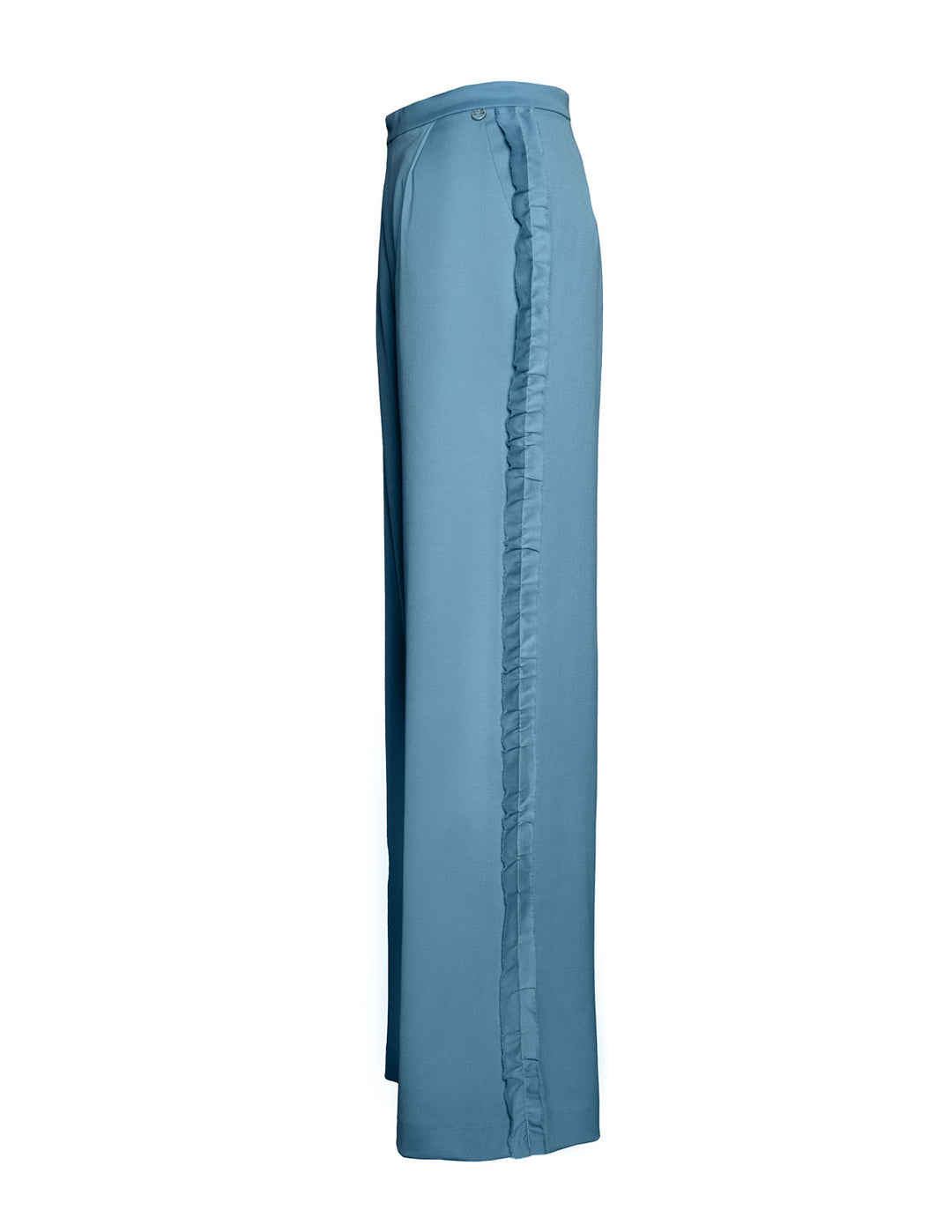 Pleated High-Waisted Long Pants in Blue. Pre-order only!