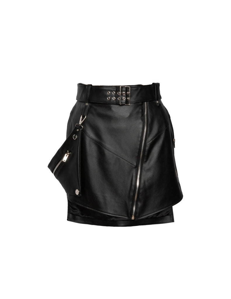 Biker Mini Skirt in Black