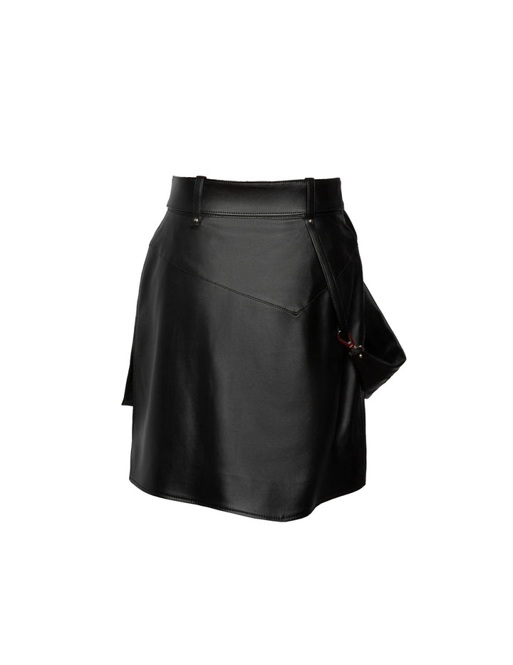 Biker Mini Skirt in Black